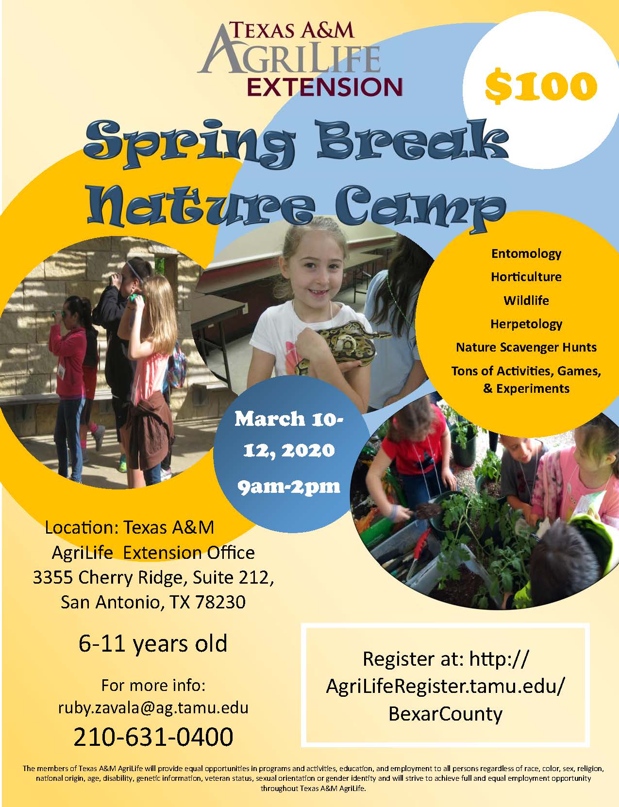 Spring Break Nature Camp Urban Program Bexar County